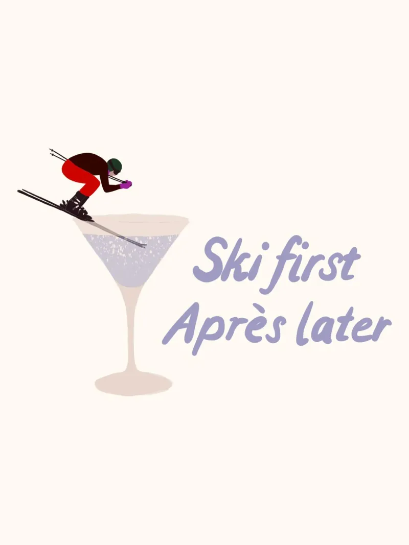 Ski first Apres later carta hahnemühle da Sophie Augustin Illustration