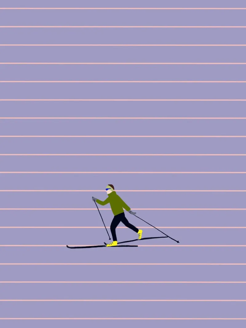Skifahren Langlauf Streifen carta hahnemühle da Sophie Augustin Illustration