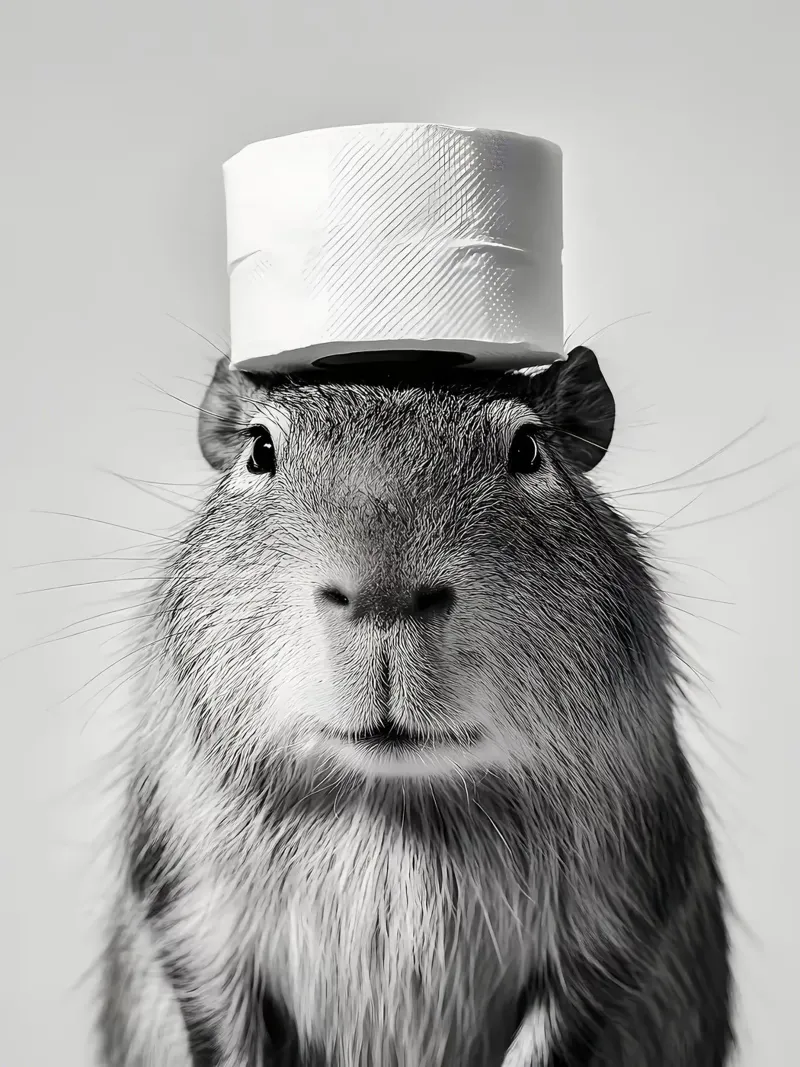 Capibara met wc-hoed canvas van JoyWalkerShop