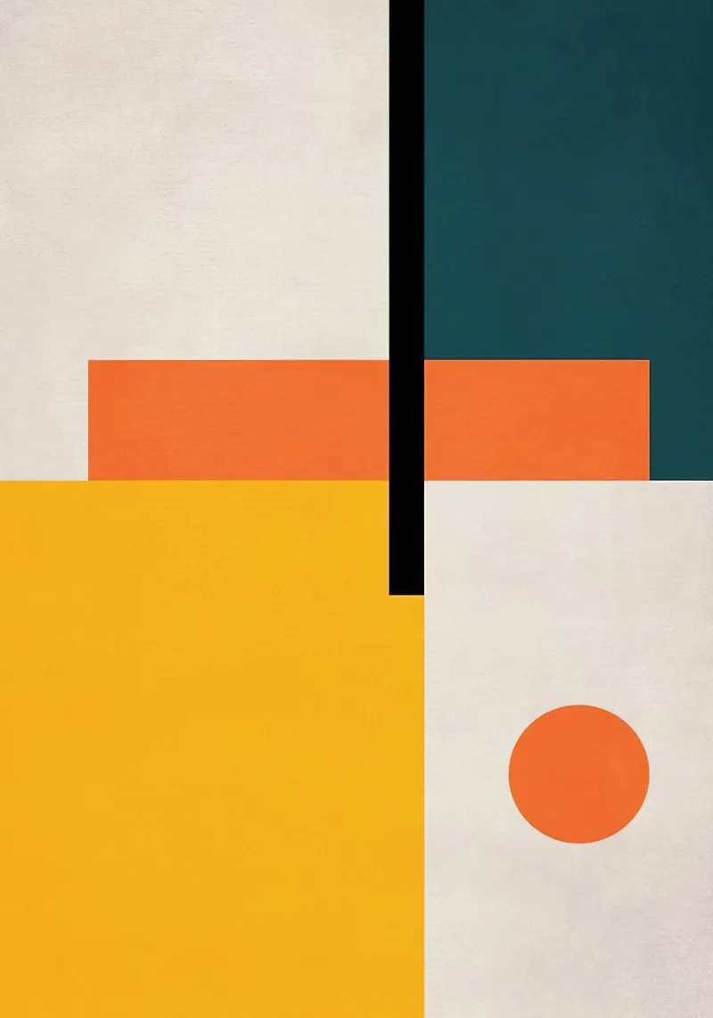 Abstrait géométrique jaune orange vert hahnemühle de Lonnieprints
