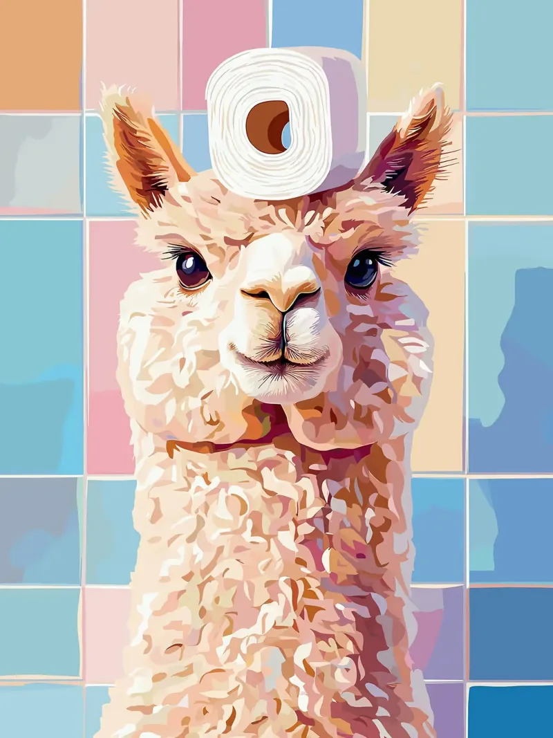 Lama con carta igienica in testa poster da JoyWalkerShop