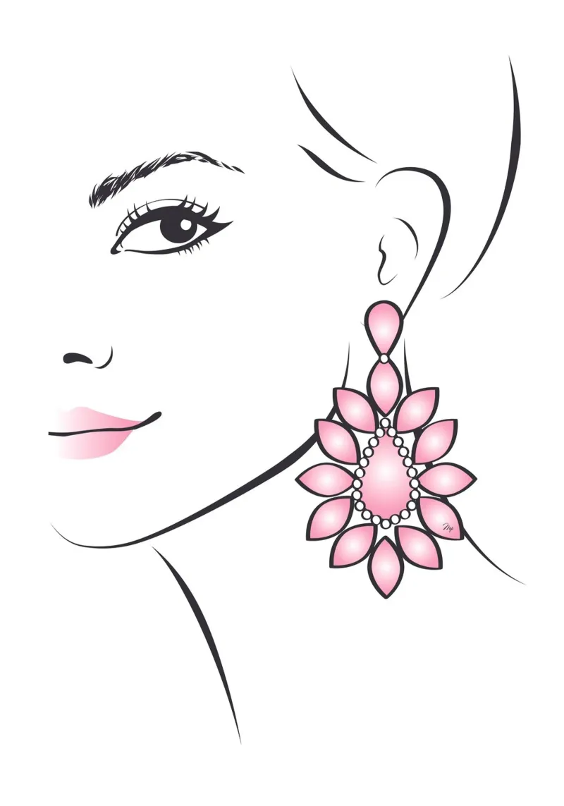 Ragazza con orecchini rosa poster con telaio in alluminio da Martina