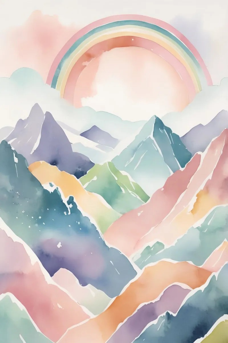 Montagne e arcobaleno ad acquerello pellicola backlit da DesignDoodle