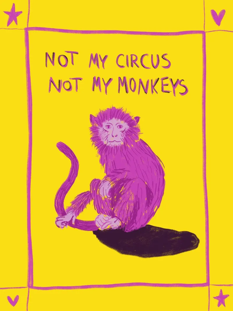 PINK MONKEY - Not my circus, not my monkeys tela da Mandarin Art