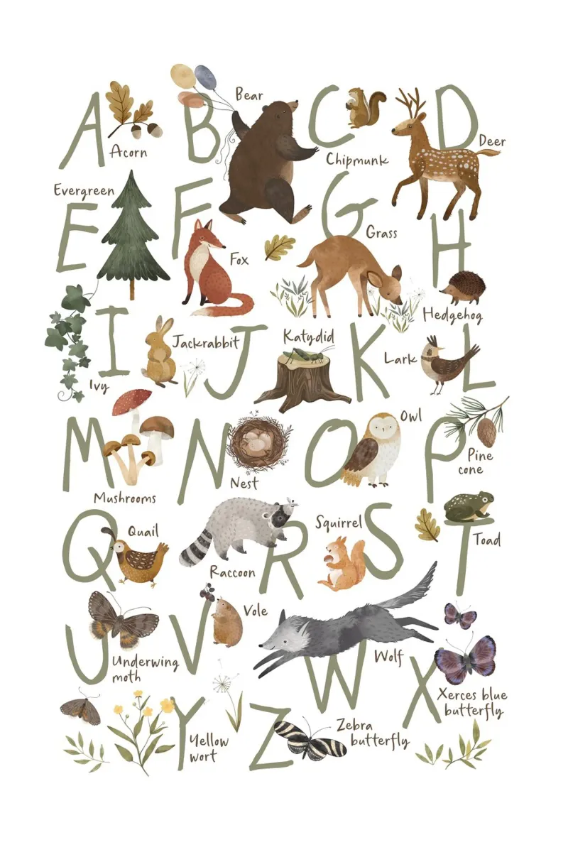 Woodland Animal Alphabet Hahnemühle von Piccalilli Prints