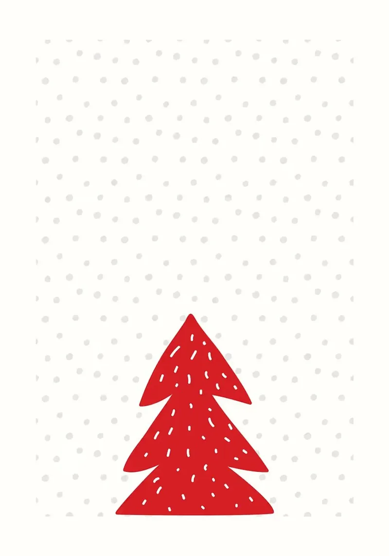 Albero di Natale rosso con neve alluminio dibond da bazi
