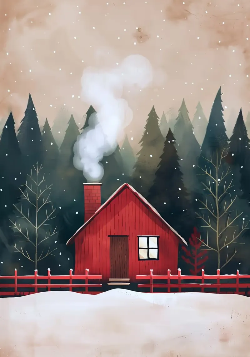 Accogliente cabina rossa in inverno plexiglass da Nina Wolf