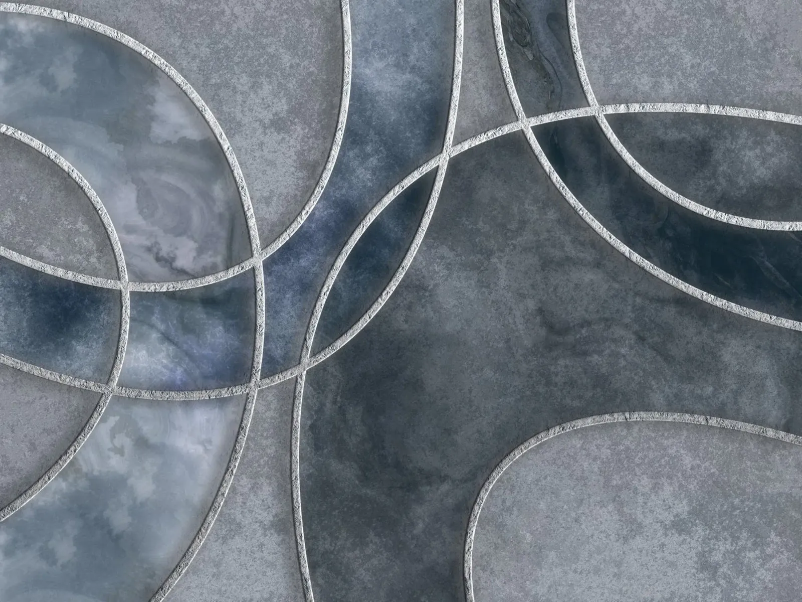 Blue Grey Layered Shapes Abstract Art pellicola backlit da Andrea Haase Modern Home