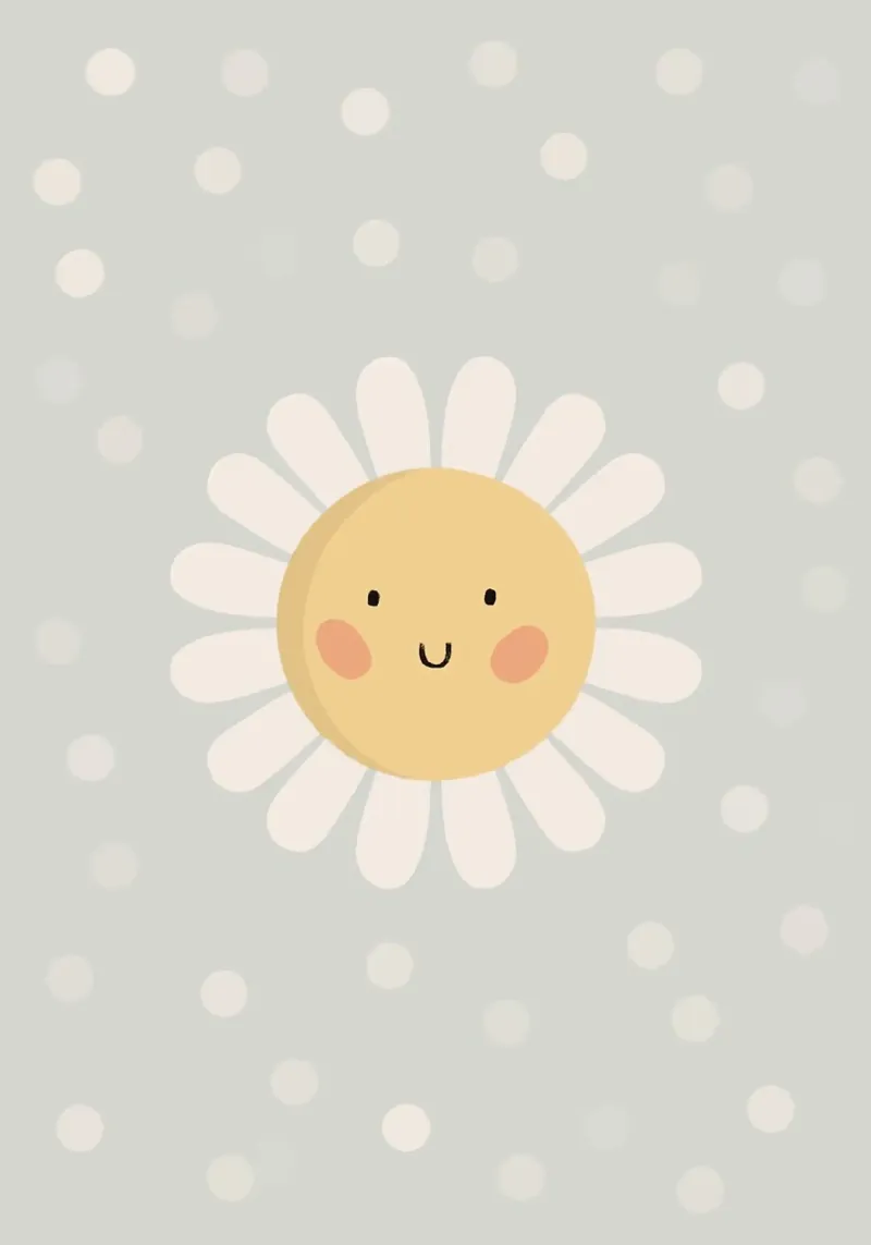 Simpatico fiore a forma di margherita sorridente carta hahnemühle da kakaka