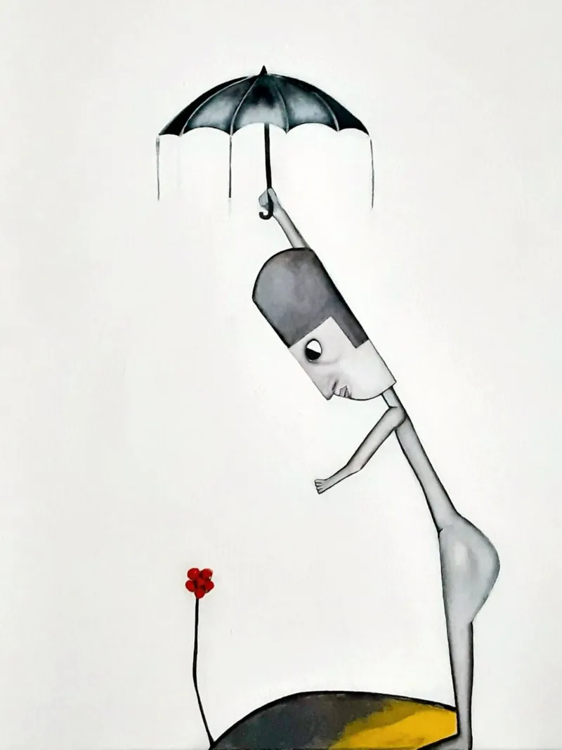 Man in the Rain alluminio dibond da Leslie Greenrod