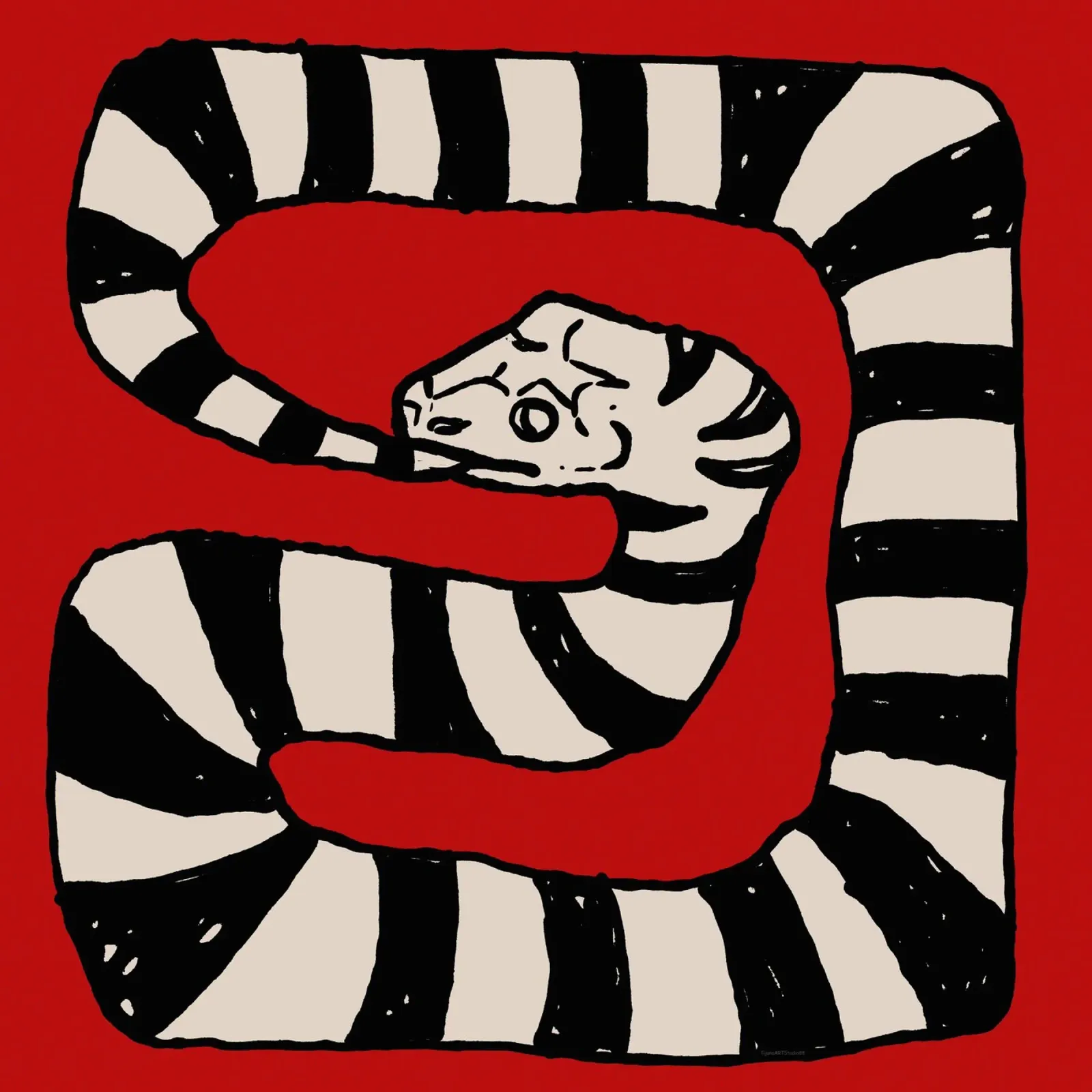 The Snake Eating Tail No2 alluminio dibond da TijanaArtStudio88