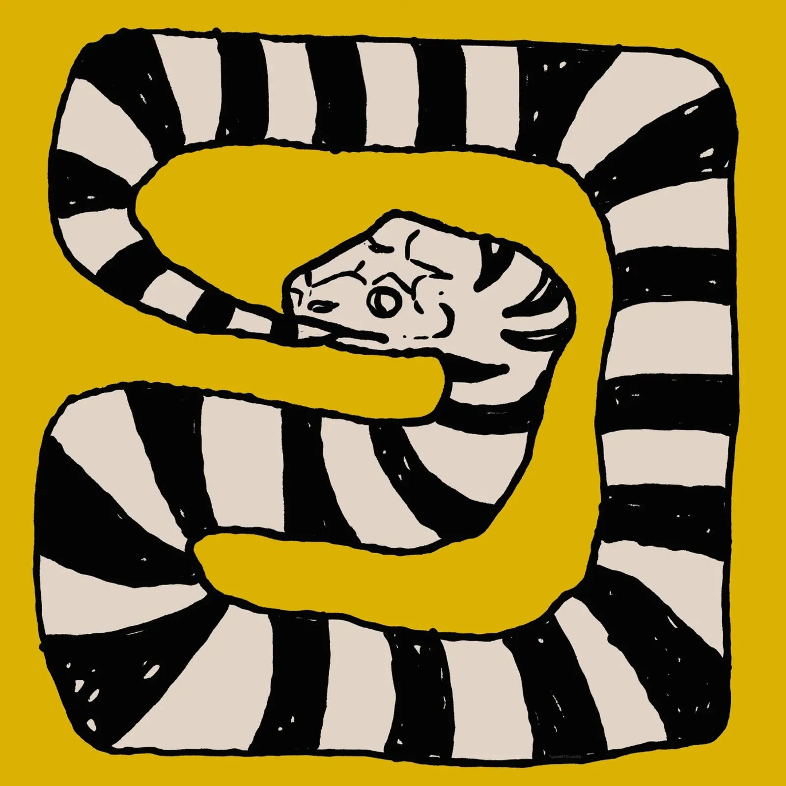 The Snake Eating Tail No4 alluminio dibond da TijanaArtStudio88
