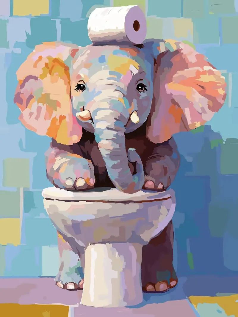 Elefante sul wc con carta igienica carta hahnemühle da JoyWalkerShop