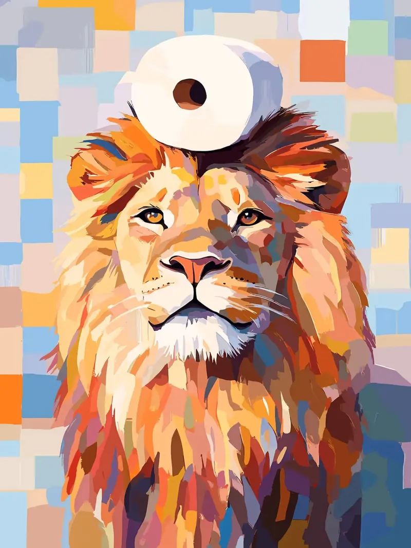 Leone con cappello a rotolo di carta igienica plexiglass da JoyWalkerShop