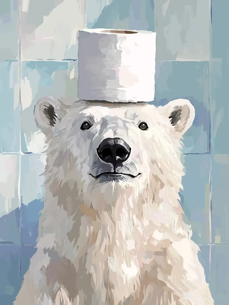 Orso polare con cappello di carta igienica carta hahnemühle da JoyWalkerShop