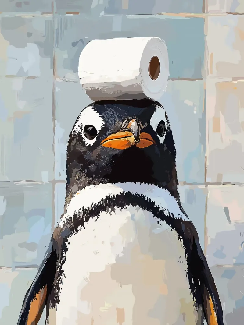 Pinguino con carta igienica sulla testa pellicola backlit da JoyWalkerShop