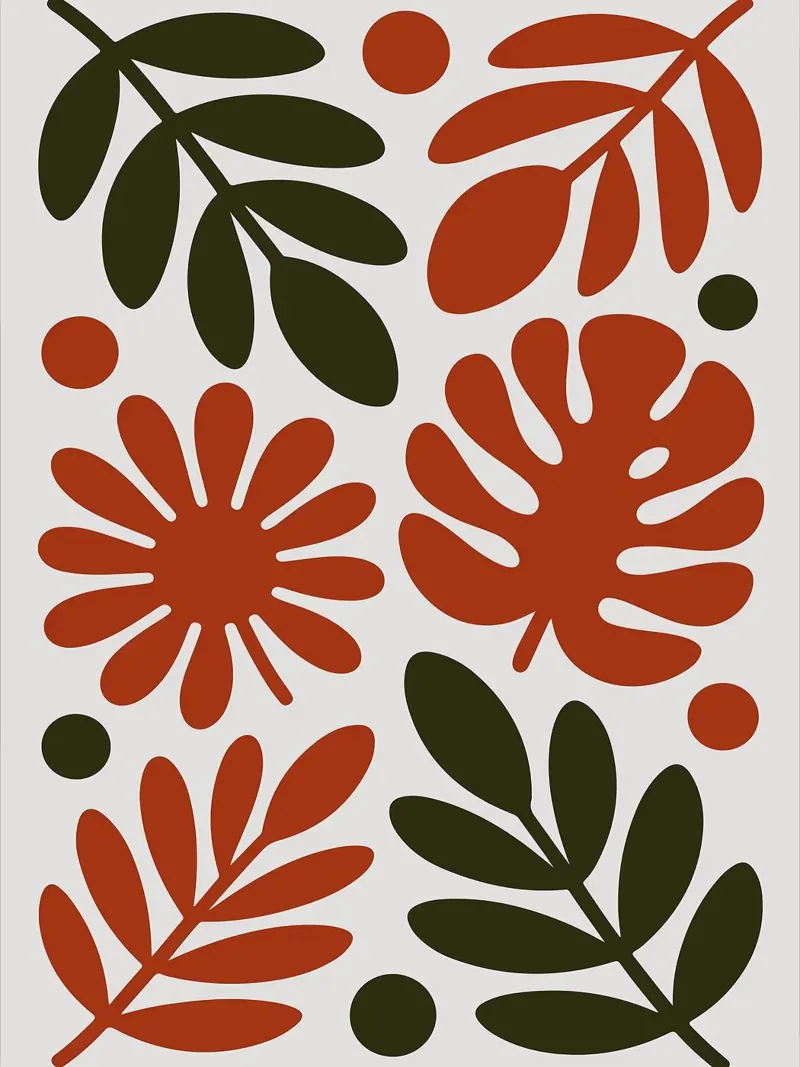 Motivo botanico con foglie e fiori carta hahnemühle da Damion Francis