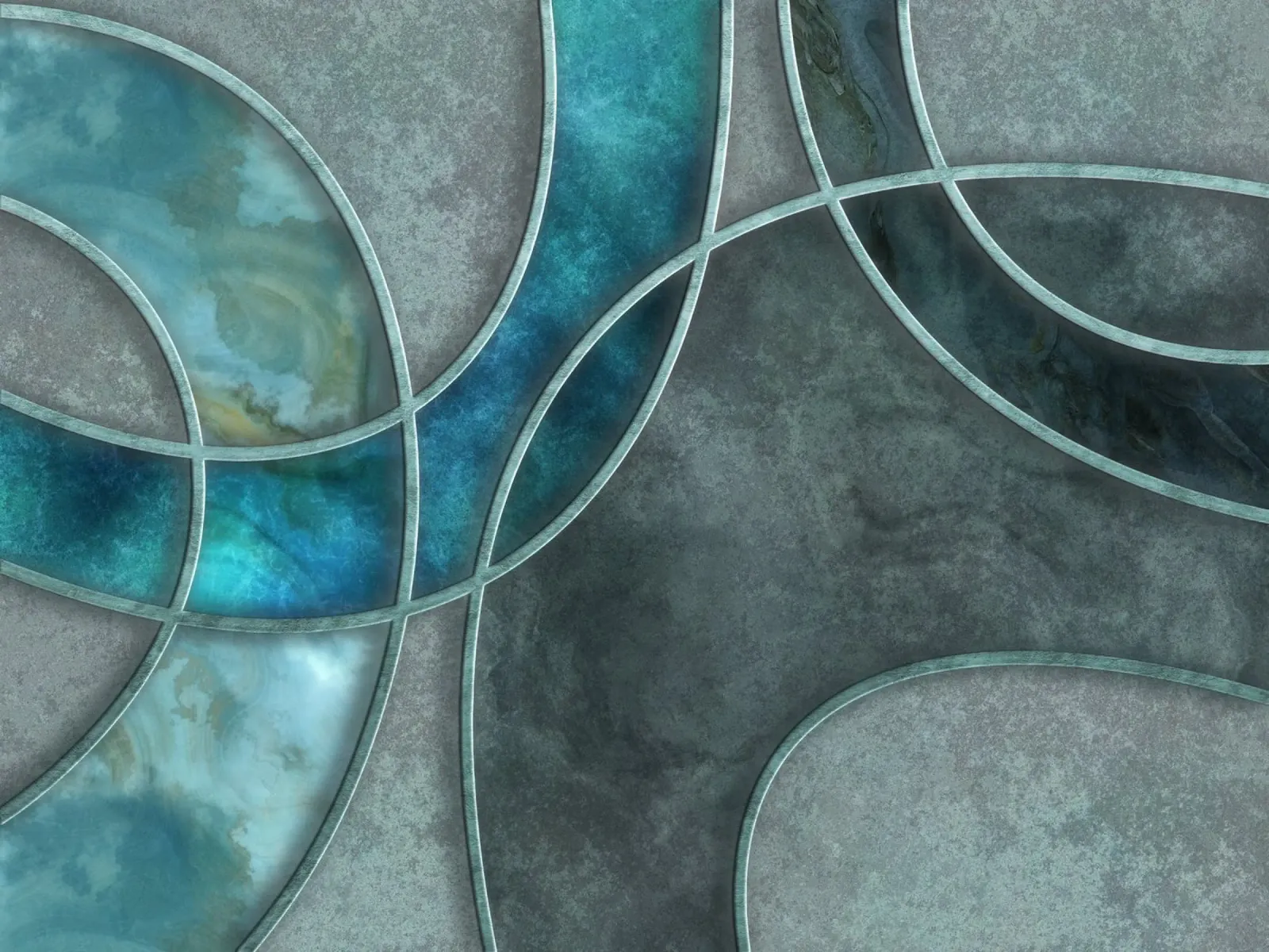Turchese verde acqua Forme stratificate Arte astratta poster con telaio in alluminio da Andrea Haase Modern Home