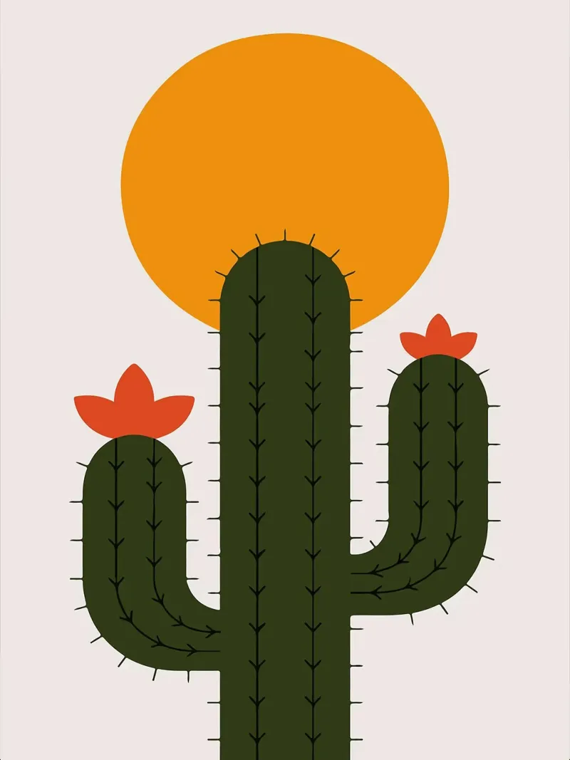 Cactus minimalista con sole pellicola backlit da Damion Francis