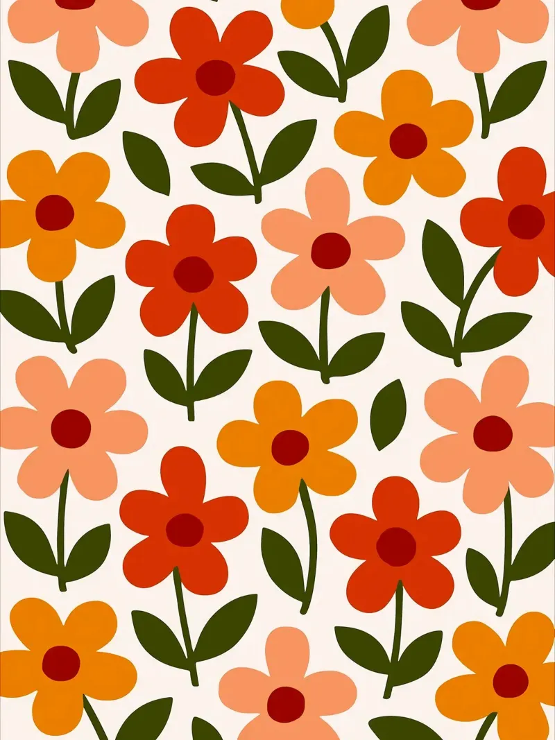 Retro Floral Pattern plexiglass da Damion Francis