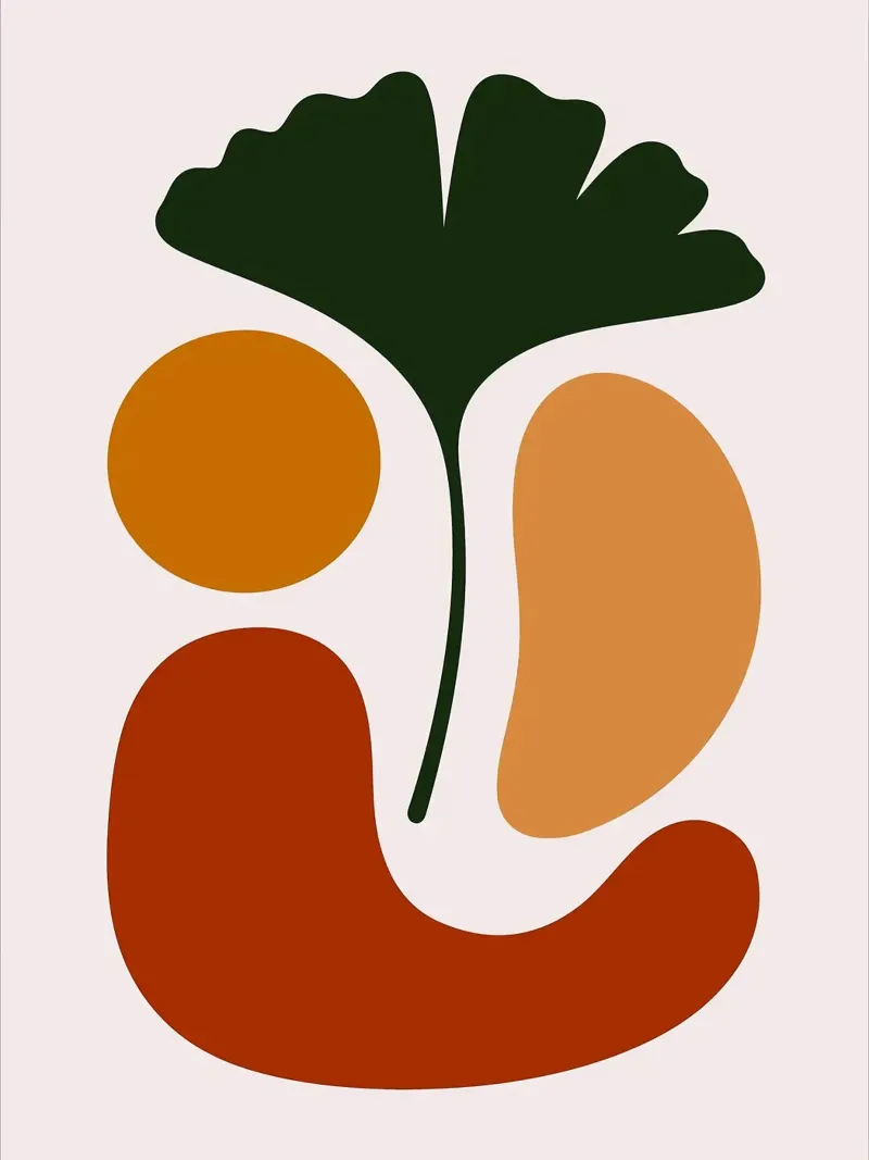 Abstract Botanical Art with Ginkgo Leaf canvas by Damion Francis