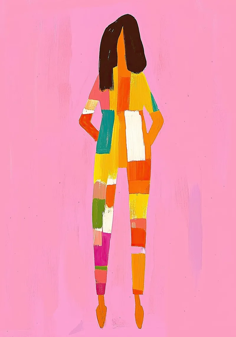 Pink Color Block Figure | Hot Pink Pop Maximalist | Primary hahnemühle by dawnthesea