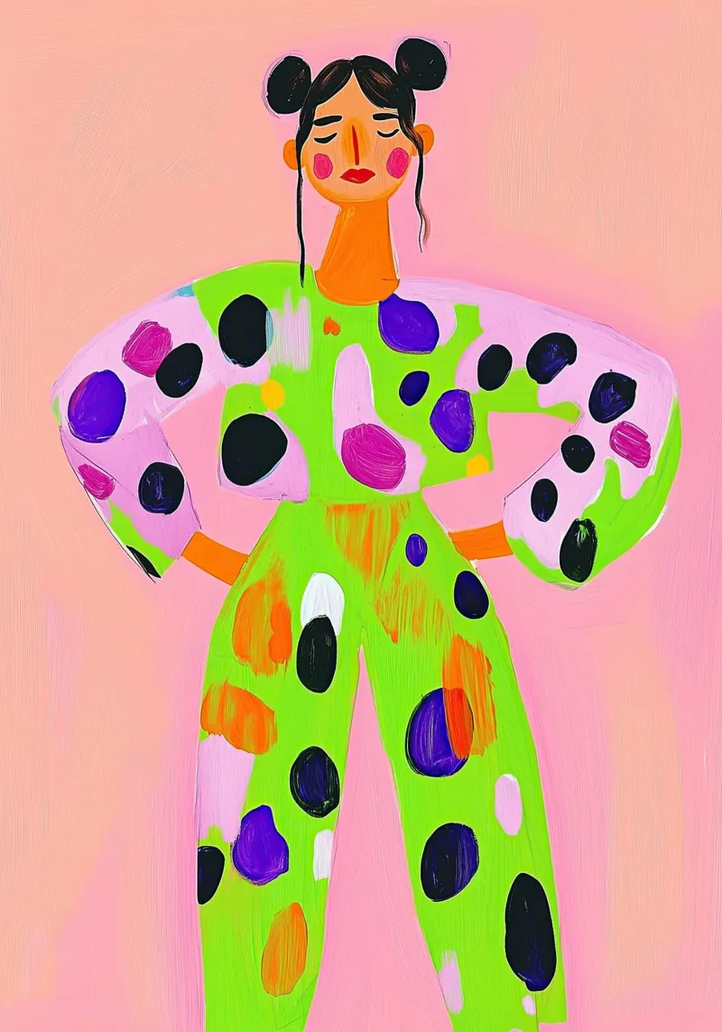 Neon Maximalist Pop Art Figur: Limonengrüner Blob-Overall Hahnemühle von dawnthesea
