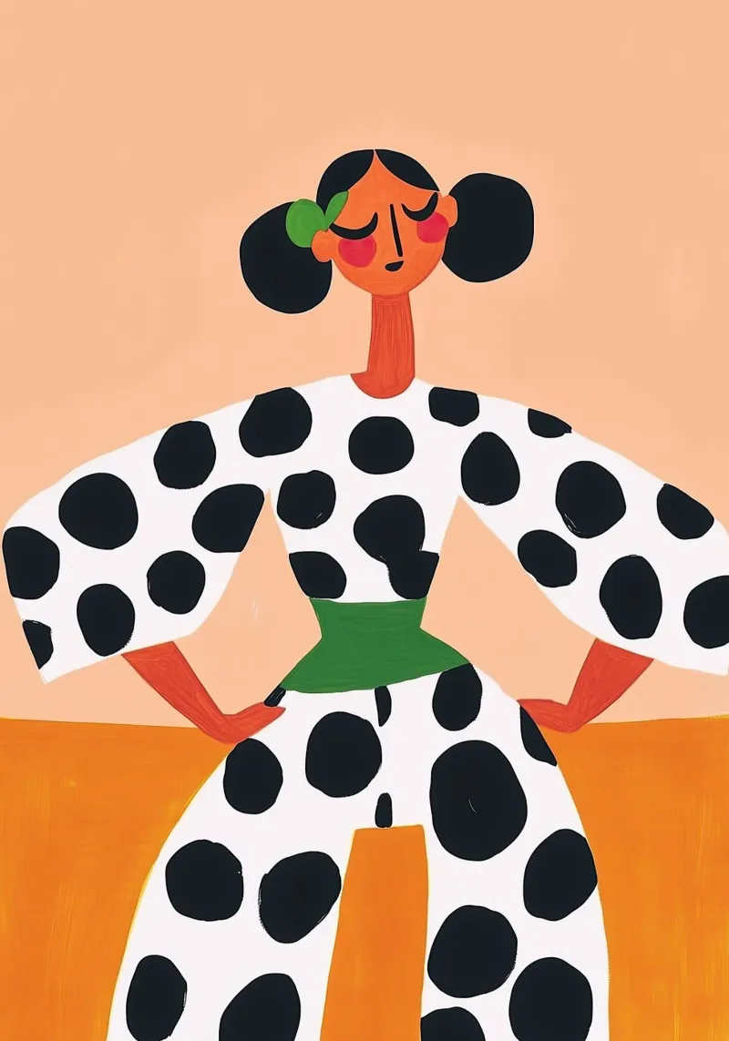 Figura pop art a pois bianchi e neri: Moda massimalista carta hahnemühle da dawnthesea