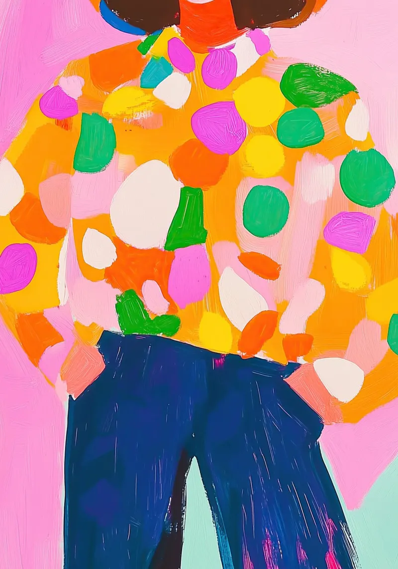 Chunky Abstract Dot Pop Art: Arancione e blu, moda massimalista alluminio dibond da dawnthesea
