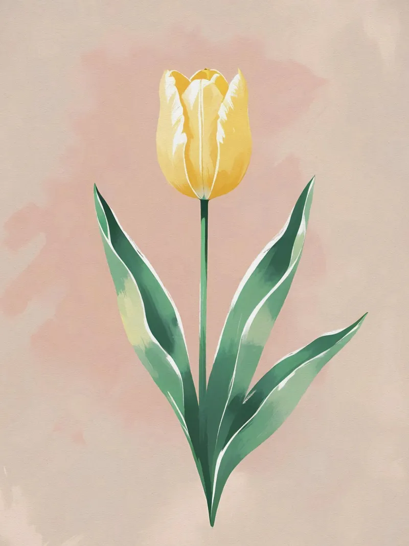 Tulipe jaune en fleurs - Peinture aquarelle douce de printemps hahnemühle de Bloom And Brush