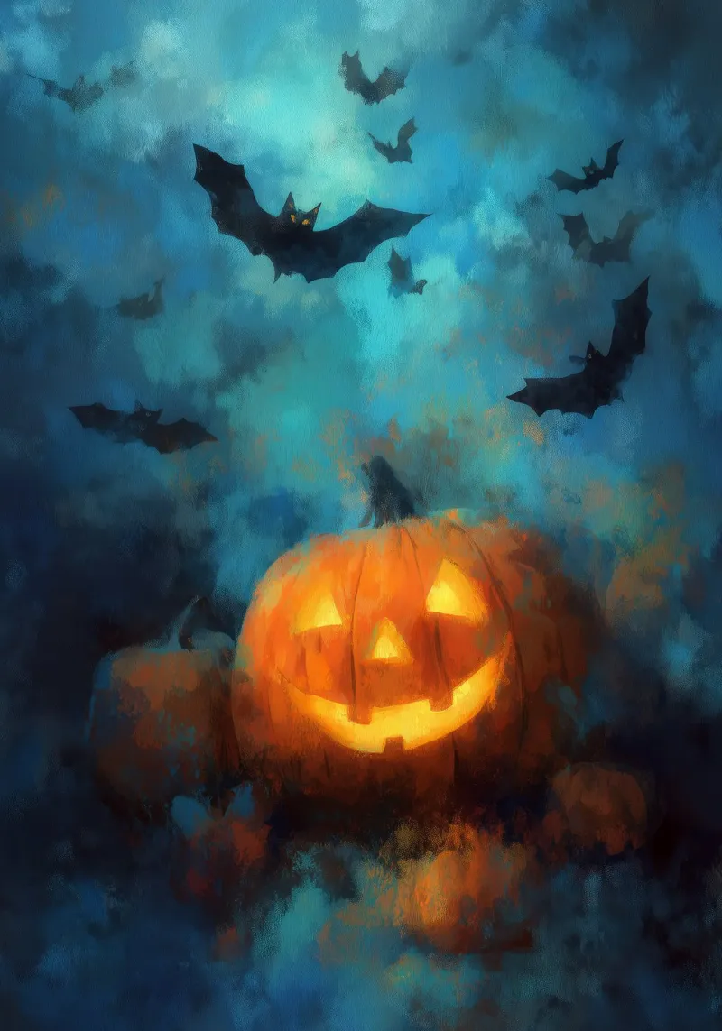 Zucca e pipistrelli di Halloween pellicola backlit da Justyna Jaszke JBJart