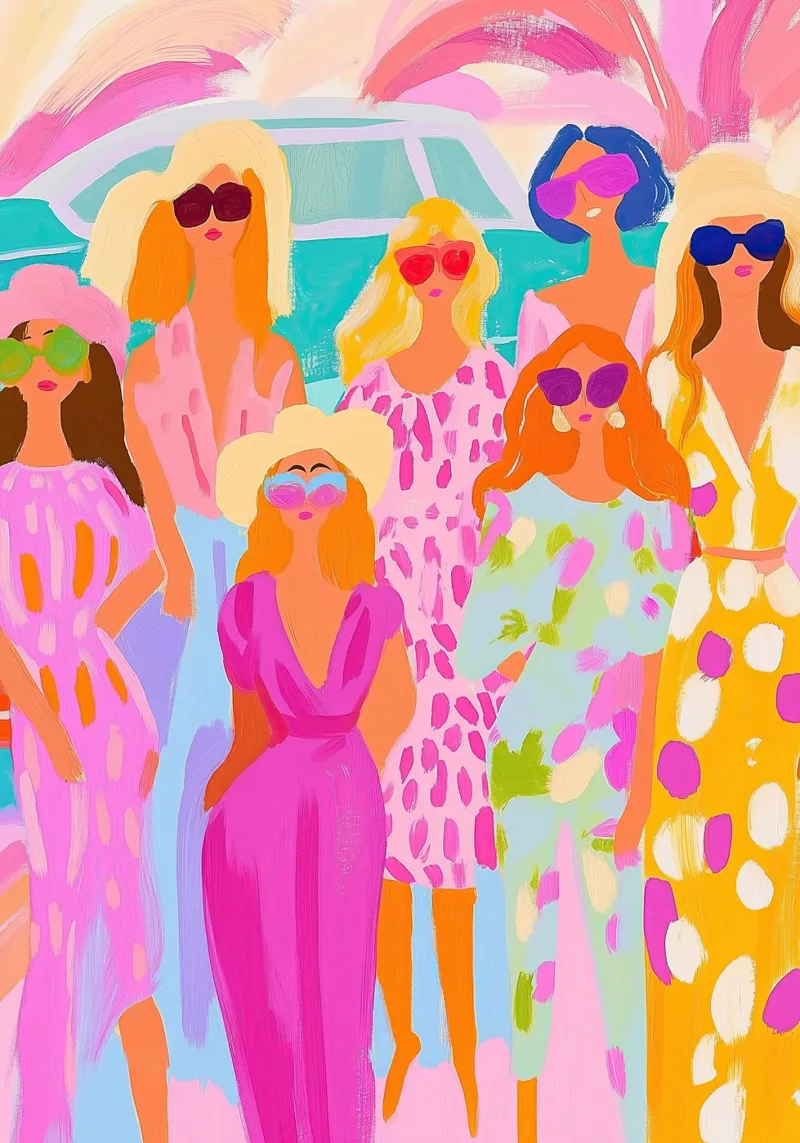 Pastel Pop Squad: Groovy abstracte mode-illustratie canvas van dawnthesea