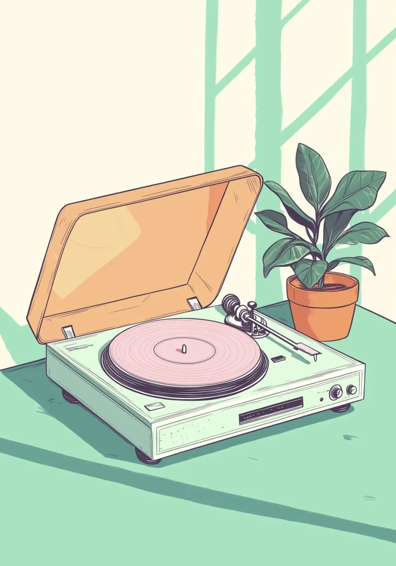 Giradiscos Pastel Synthwave: Retro Lofi Beats metacrilato de dawnthesea