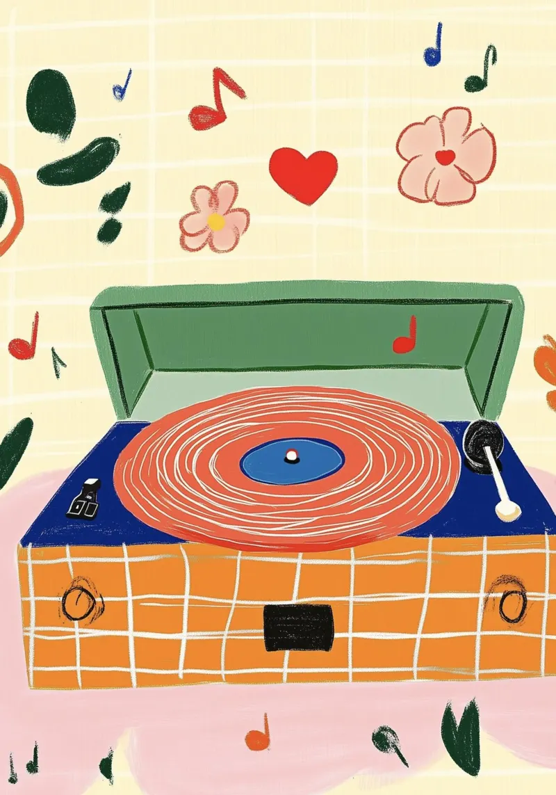 Marmellate a scacchi Groovy: Giradischi con canzoni d'amore retrò plexiglass da dawnthesea