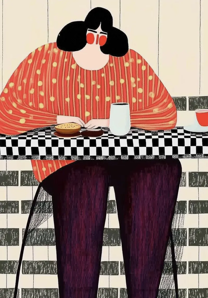 Lebendige Retro-Mode: Polka Dot & Stripe Maximalistische Kunst Hahnemühle von dawnthesea