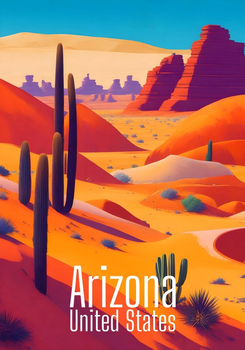 Arizona Wüste Reise Poster Poster von Charnwood Prints