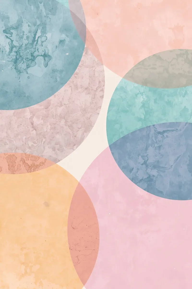 Abstract Circles with Textured Pastel Colors hahnemühle by DesignDoodle