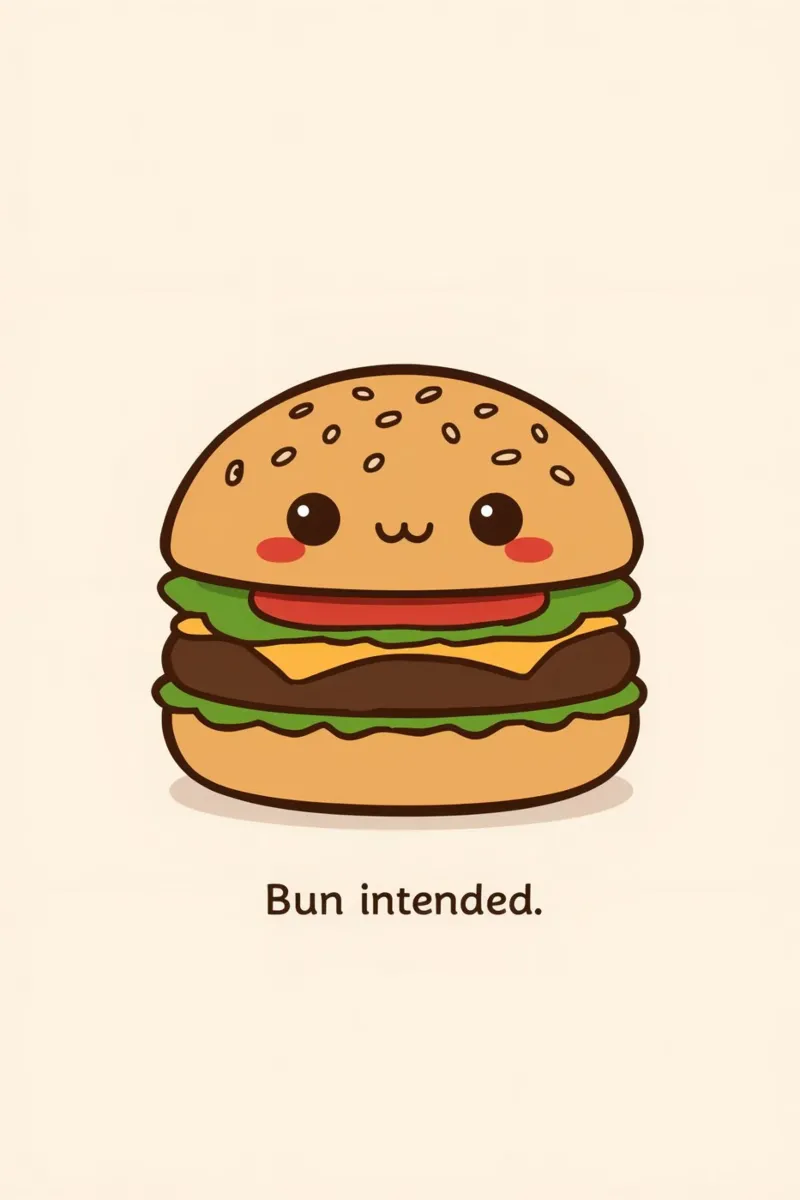 Un simpatico hamburger con "Bun Intended". tela da DesignDoodle