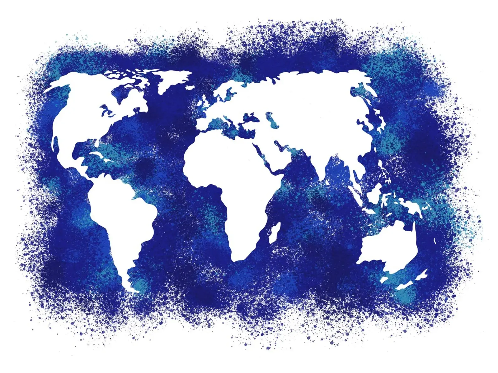Mappa del mondo ad acquerello poster con telaio in legno da Kim Hubball Studio