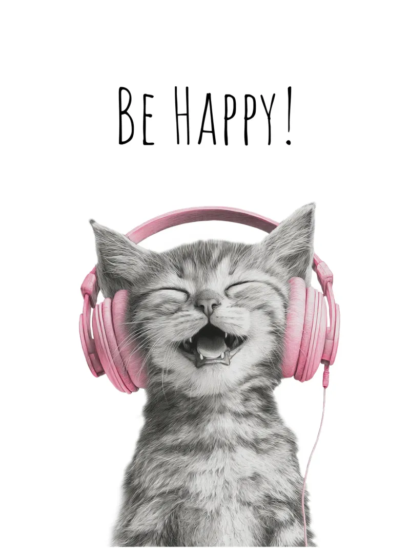 Gatto cool - Be Happy - rosa pellicola backlit da Melanie Viola