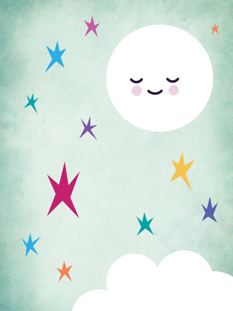 Sleepy Moon Nursery Art poster by Kim Hubball Studio