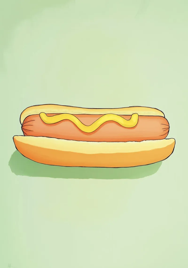 Perrito caliente minimalista con mostaza Pop Art Food Print hahnemühle de dawnthesea