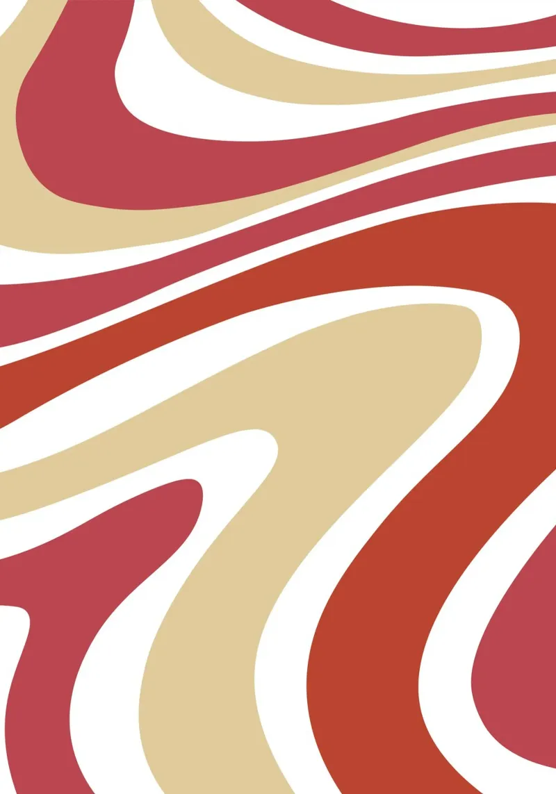 Boho Groovy Waves Abstrakte Kunst | Terrakotta Rot Swirl Hahnemühle von Grungeo