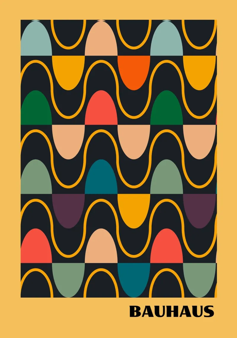 Bauhaus Wavy Pattern Abstract Art | MCM Groovy Aesthetic hahnemühle de Grungeo