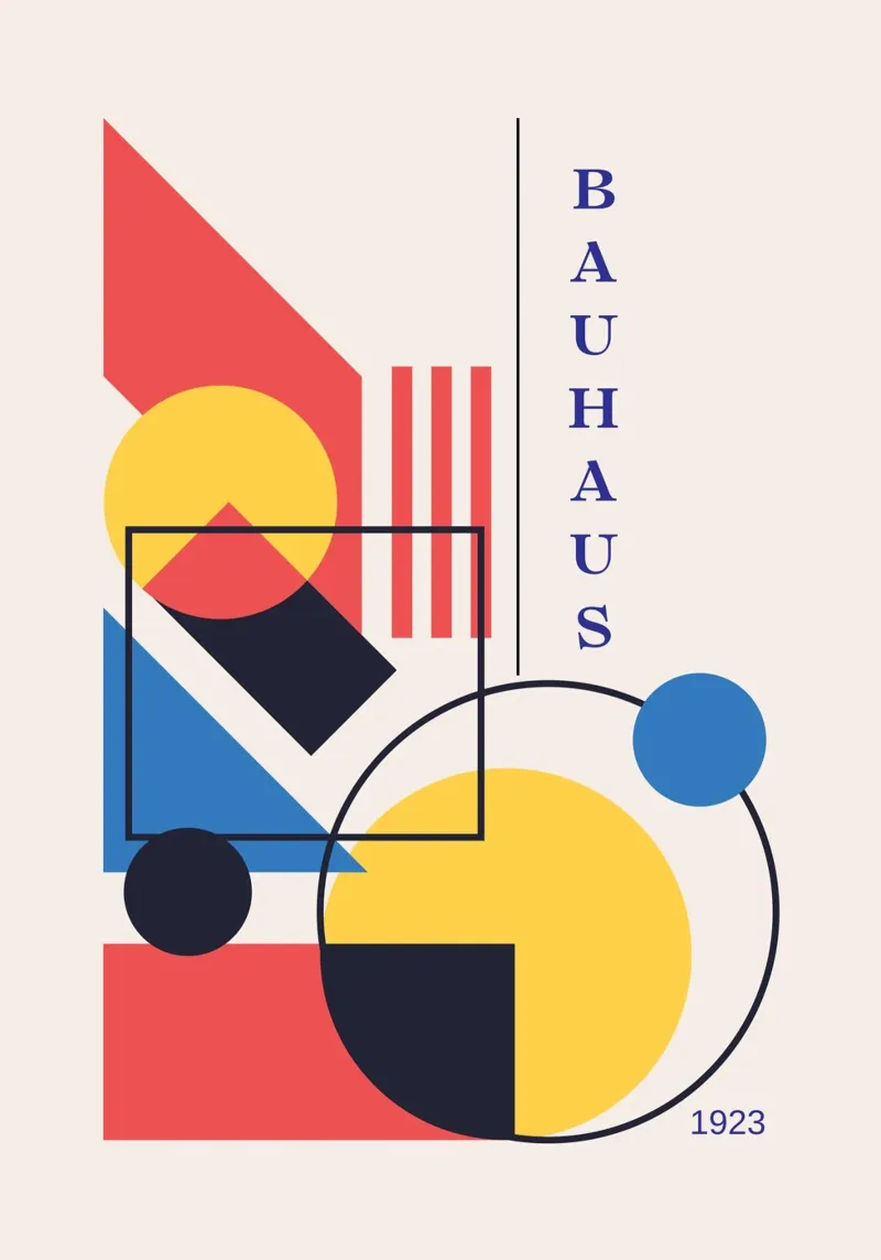 Bauhaus 1923 Composición Abstracta Colores Primarios Póster hahnemühle de Grungeo