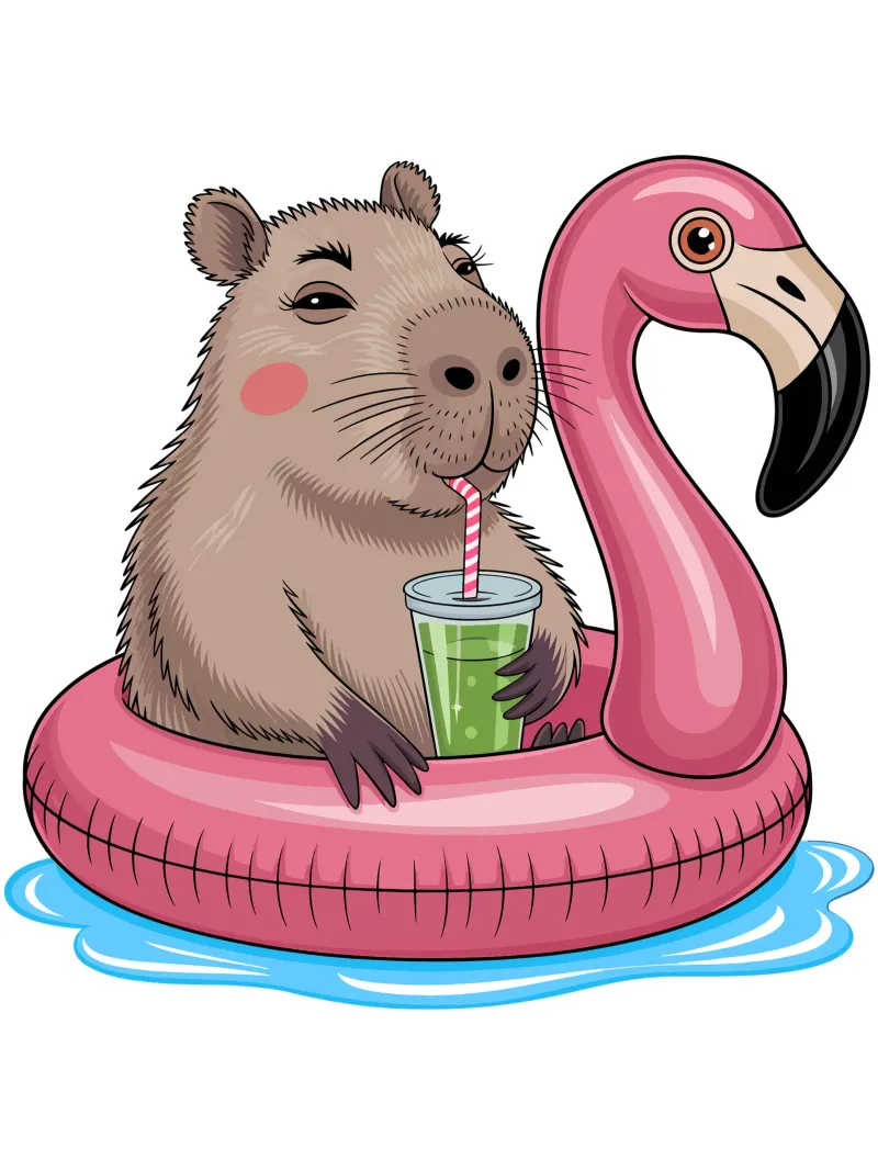 Capy & Bara mit Flamingo alluminio dibond da Capy & Bara