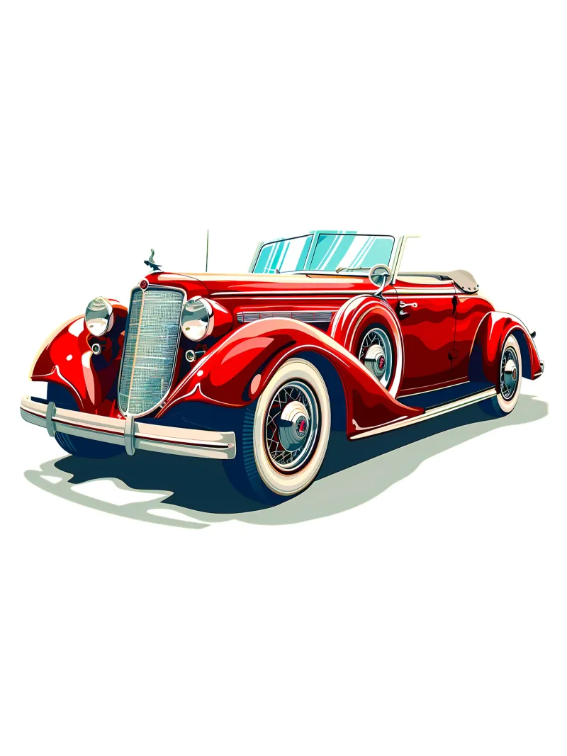 Auto cabriolet d'epoca rossa carta hahnemühle da Urban Life