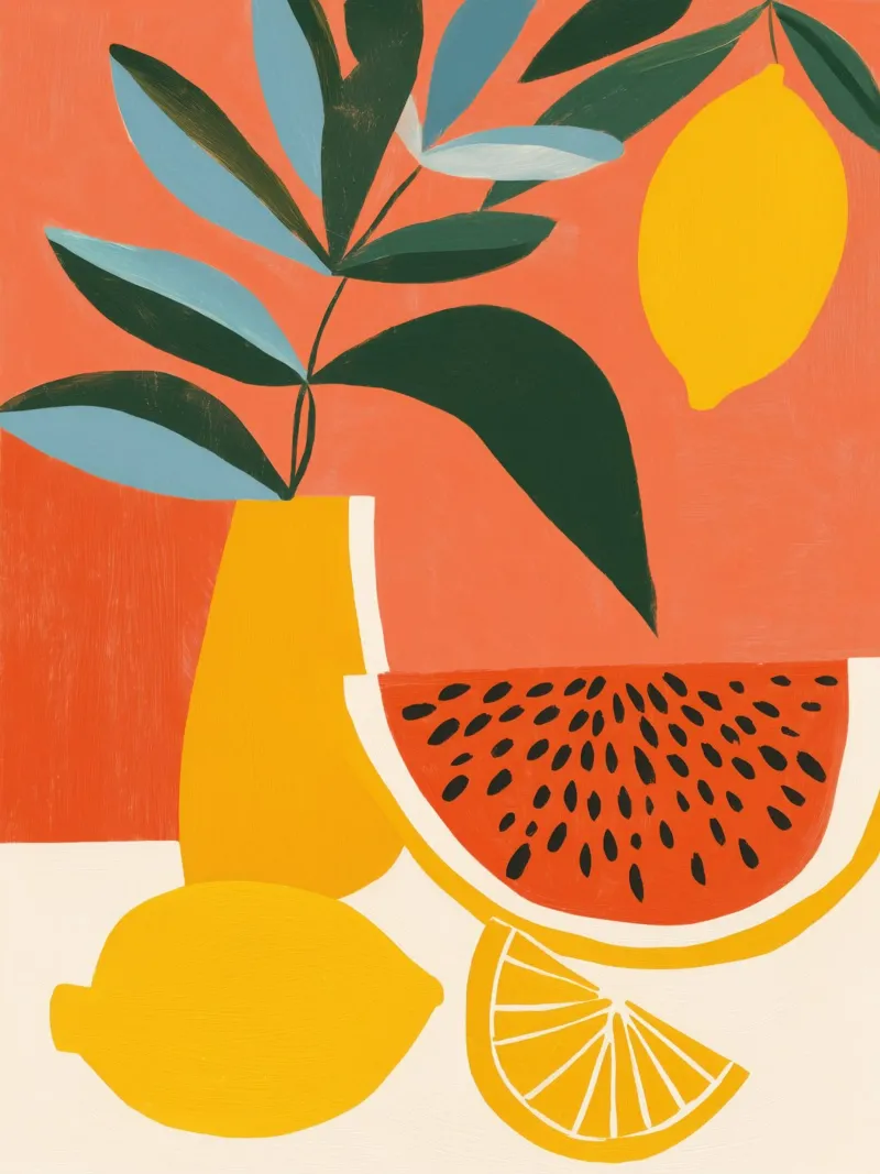 Natura morta di melone e limone | Gioia di vivere mediterranea pellicola backlit da Autofocus