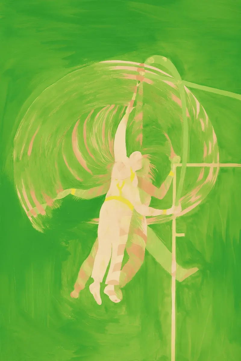 Trapèze vert Acrobate Mouvement abstrait Minimaliste hahnemühle de Bakara