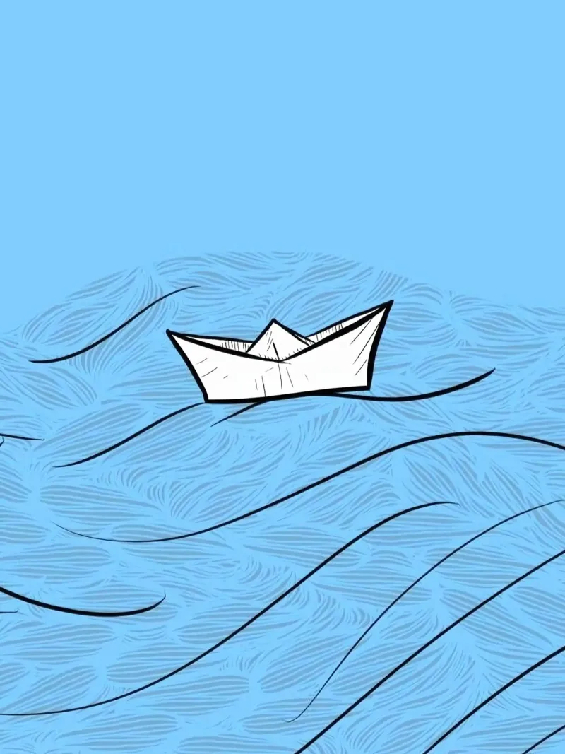 paper boat on waves pellicola backlit da Fost